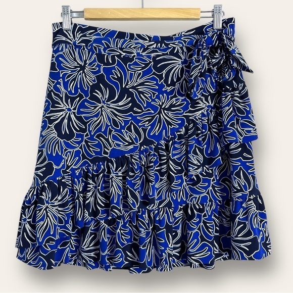 MICHAEL Michael Kors Blue Floral Ruffled Skirt Size M - Picture 1 of 13